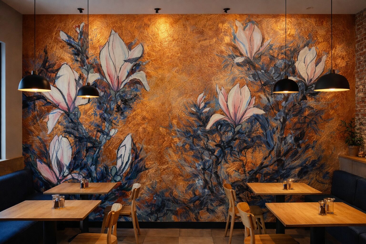 Hand painted feature wall mural Edinburgh restaurant
