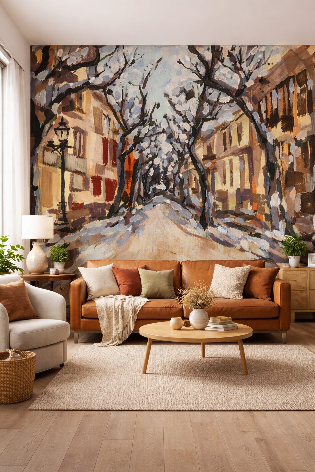 Hand painted street scene mural Edinburgh