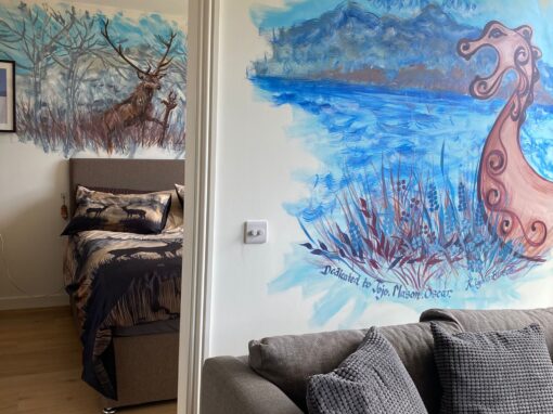 Hand Painted Murals in a Modern Flat, Water of Leith, Edinburgh